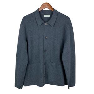 Everlane Cardigan Sweater Jacket Grey Cotton Button Front Pockets Women's L